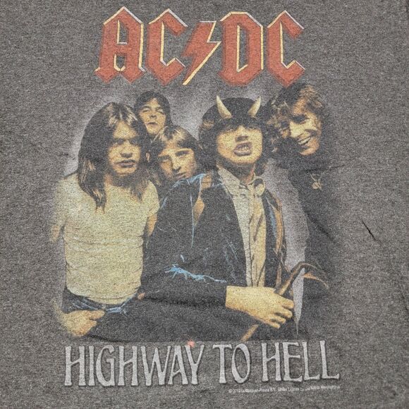 AC/DC "Highway To Hell" Band SS Grey Unisex Tee - Picture 1 of 4